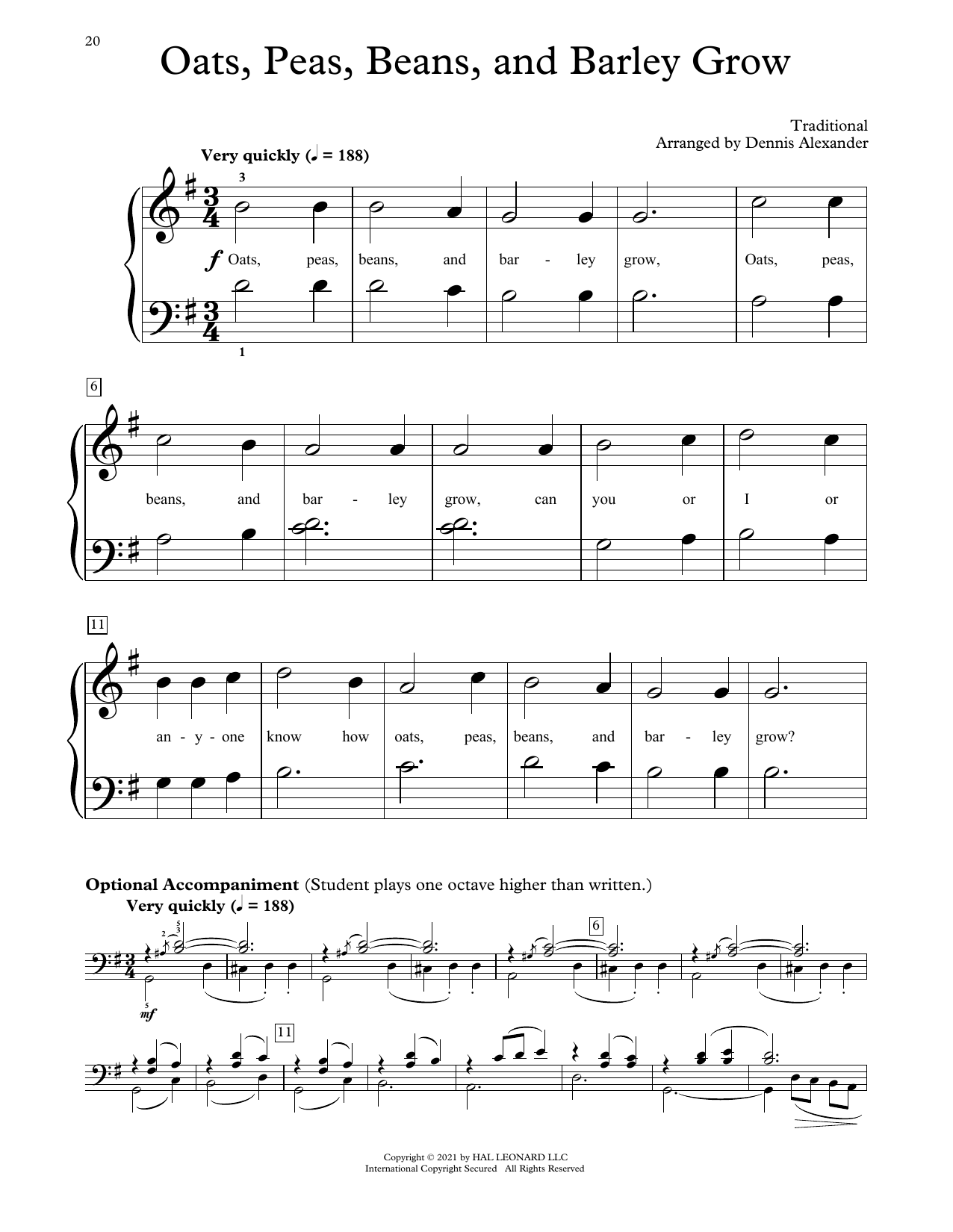 Download Traditional Oats, Peas, Beans And Barley Grow (arr. Sheet Music