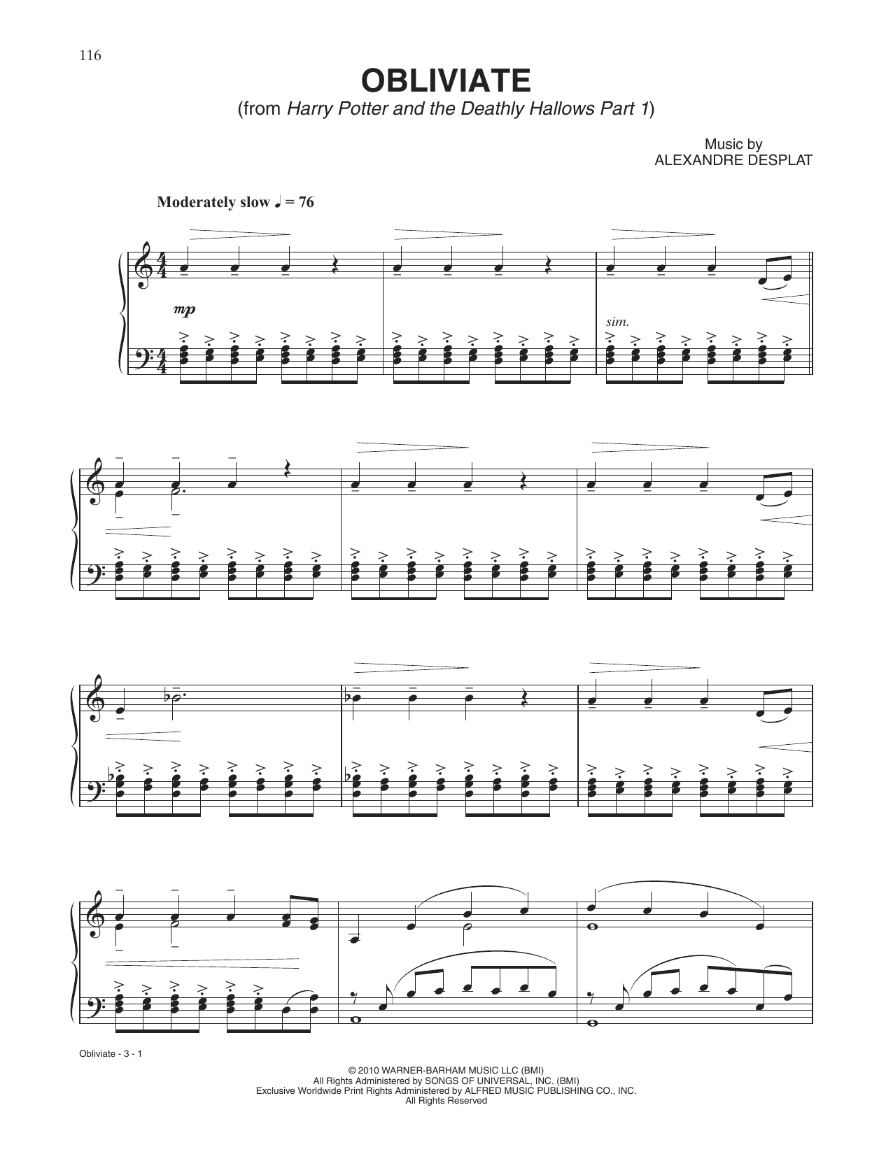 Download Alexandre Desplat Obliviate (from Harry Potter And The De Sheet Music
