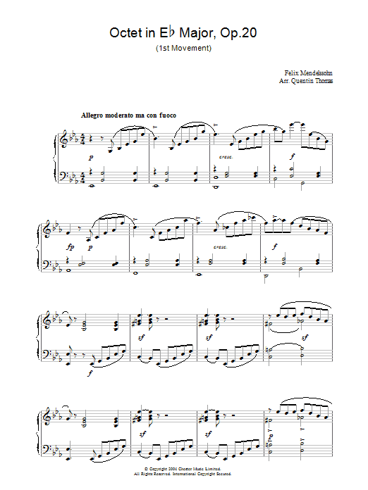 Download Felix Mendelssohn Octet in E Flat Major, Op.20 Sheet Music