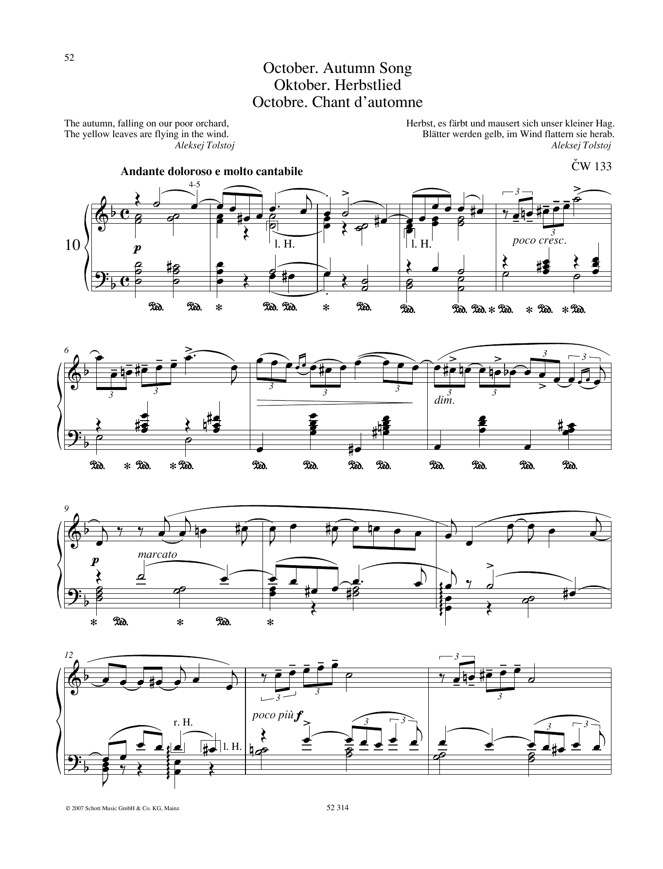 Download Pyotr Il'yich Tchaikovsky October Sheet Music