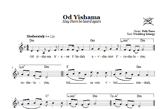 Download Folk Tune Od Yishama (May There Be Heard Again) Sheet Music