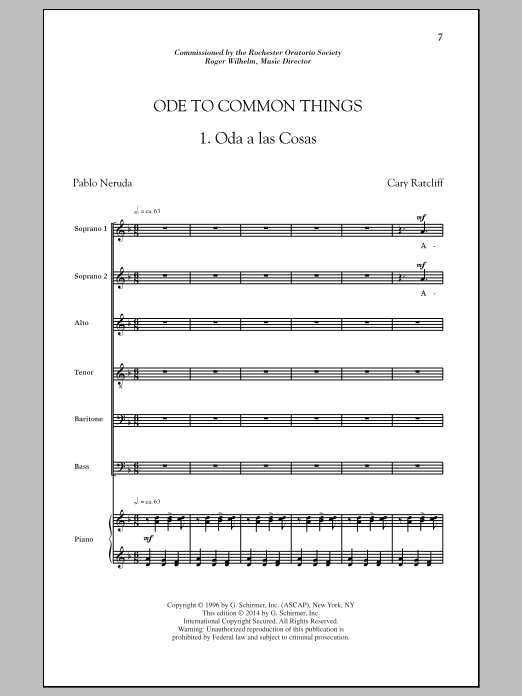 Download Cary Ratcliff Ode To Common Things Sheet Music