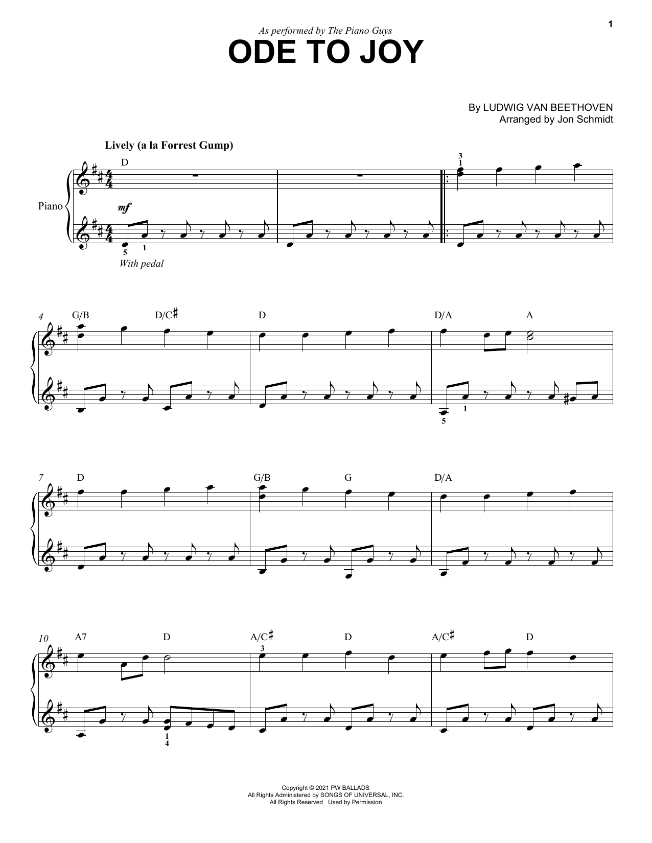 Download The Piano Guys Ode To Joy Sheet Music