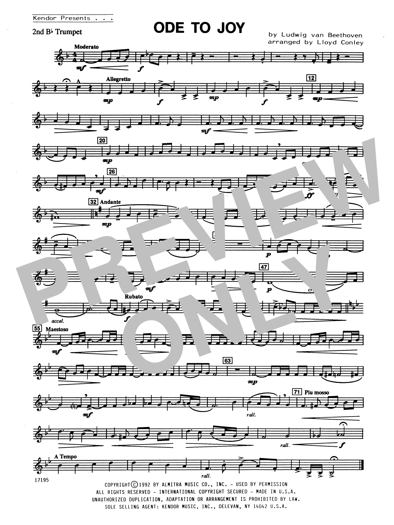 Download Lloyd Conley Ode To Joy - 2nd Bb Trumpet Sheet Music
