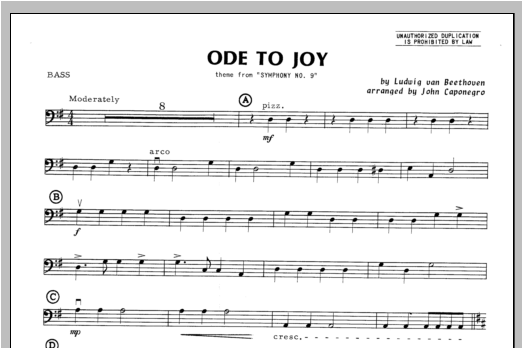 Download Caponegro Ode To Joy - Bass Sheet Music