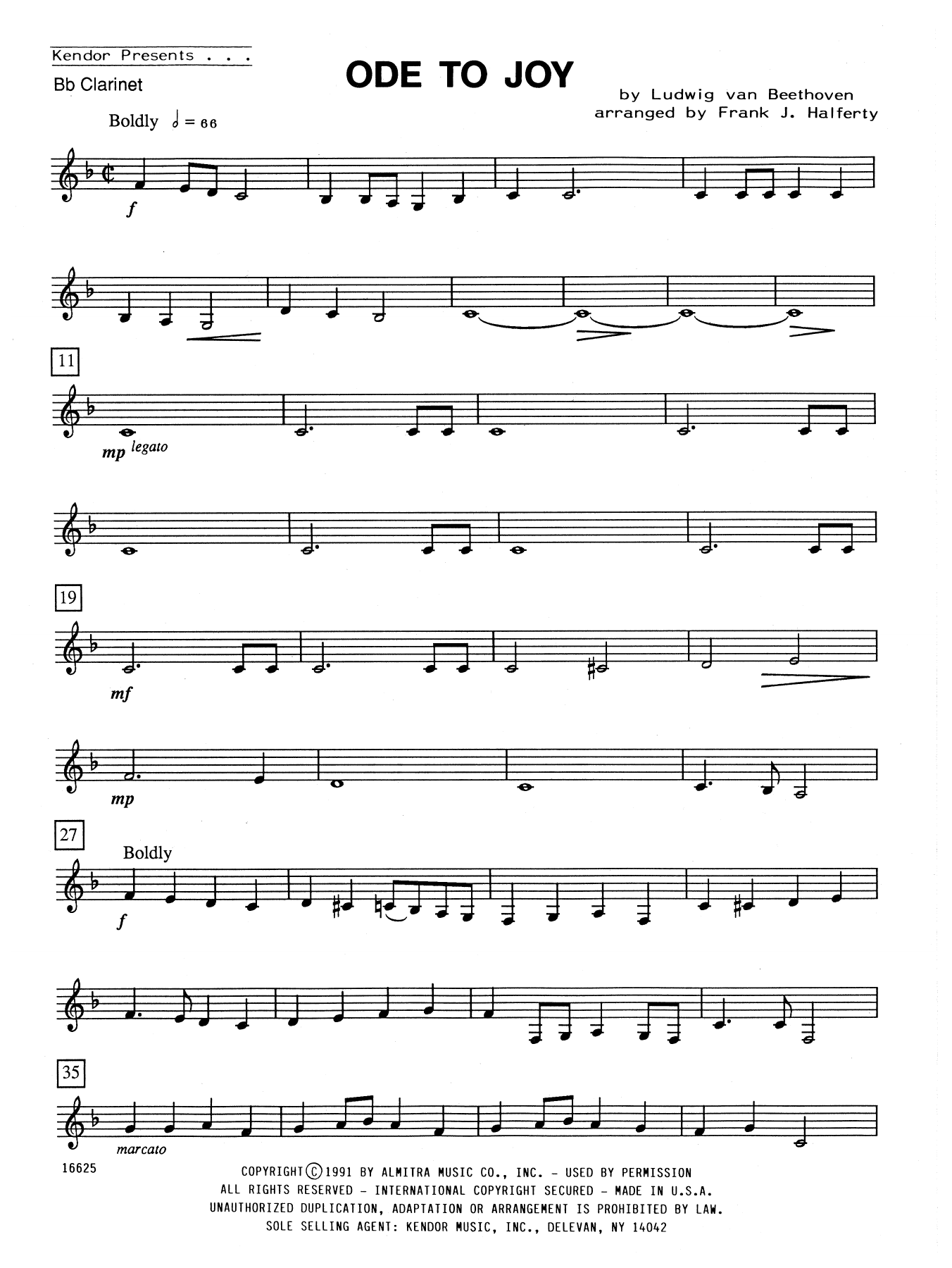 Download Frank J. Halferty Ode To Joy - Bb Clarinet Sheet Music