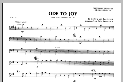 Download Caponegro Ode To Joy - Cello Sheet Music