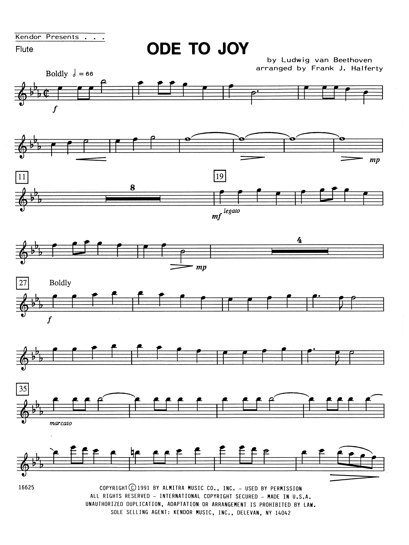 Download Frank J. Halferty Ode To Joy - Flute Sheet Music