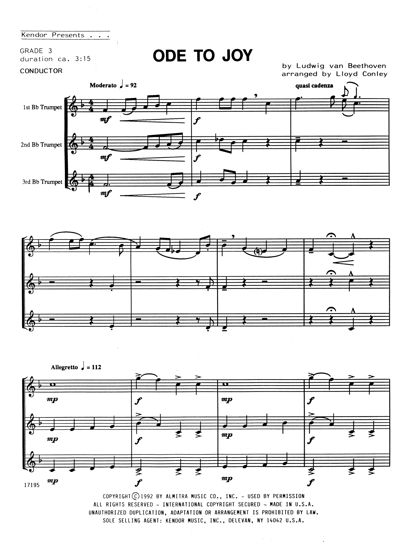 Download Lloyd Conley Ode To Joy - Full Score Sheet Music