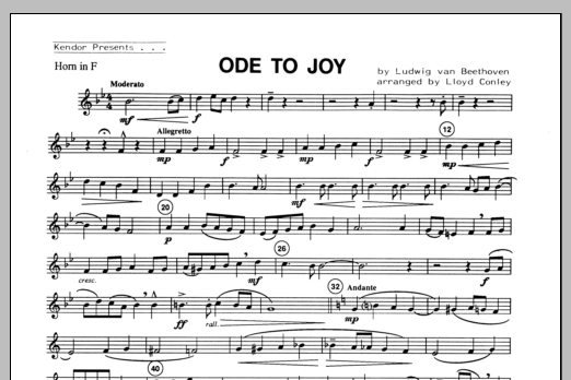Download Conley Ode To Joy - Horn in F Sheet Music