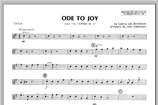 Download Caponegro Ode To Joy - Viola Sheet Music