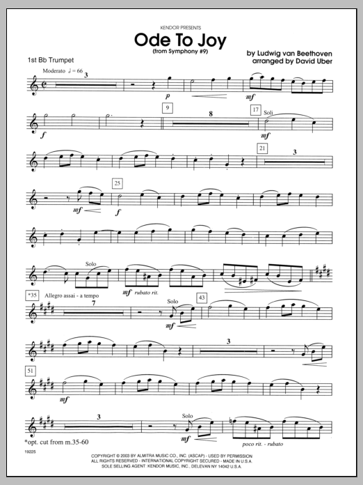 Download Uber Ode To Joy (From Symphony #9) - 1st Bb Sheet Music