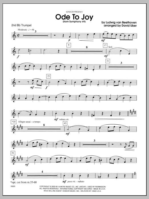 Download Uber Ode To Joy (From Symphony #9) - 2nd Bb Sheet Music