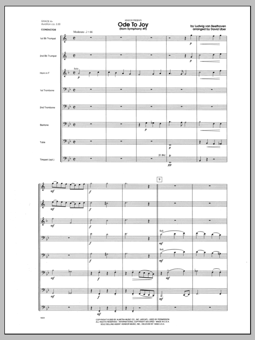 Download Uber Ode To Joy (From Symphony #9) - Full Sc Sheet Music