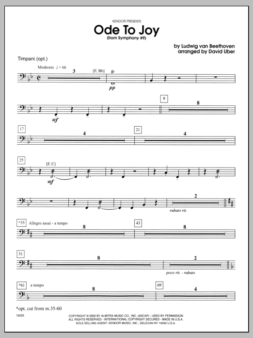 Download Uber Ode To Joy (From Symphony #9) - Timpani Sheet Music
