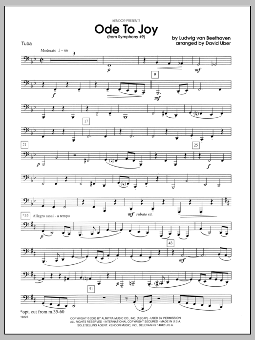 Download Uber Ode To Joy (From Symphony #9) - Tuba Sheet Music