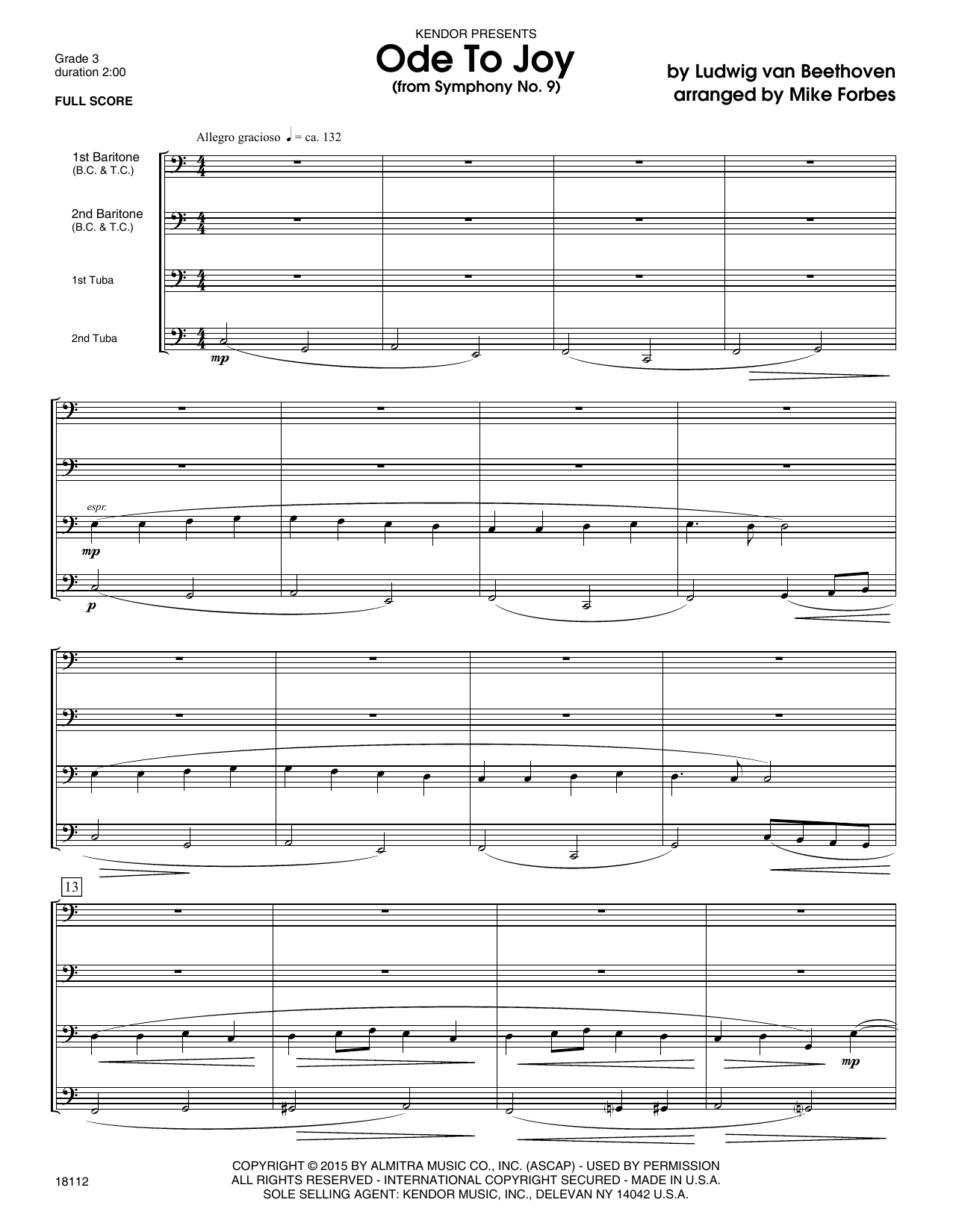 Download Michael Forbes Ode To Joy (from Symphony No. 9) - Full Sheet Music
