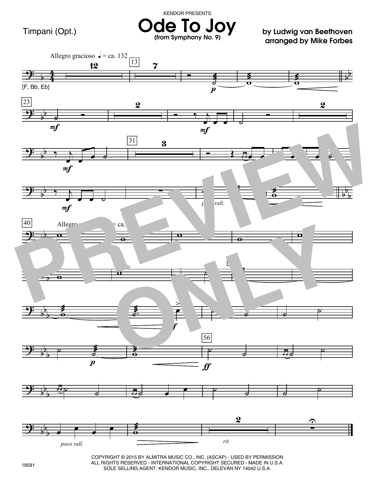 Download Mike Forbes Ode To Joy (from Symphony No. 9) - Timp Sheet Music