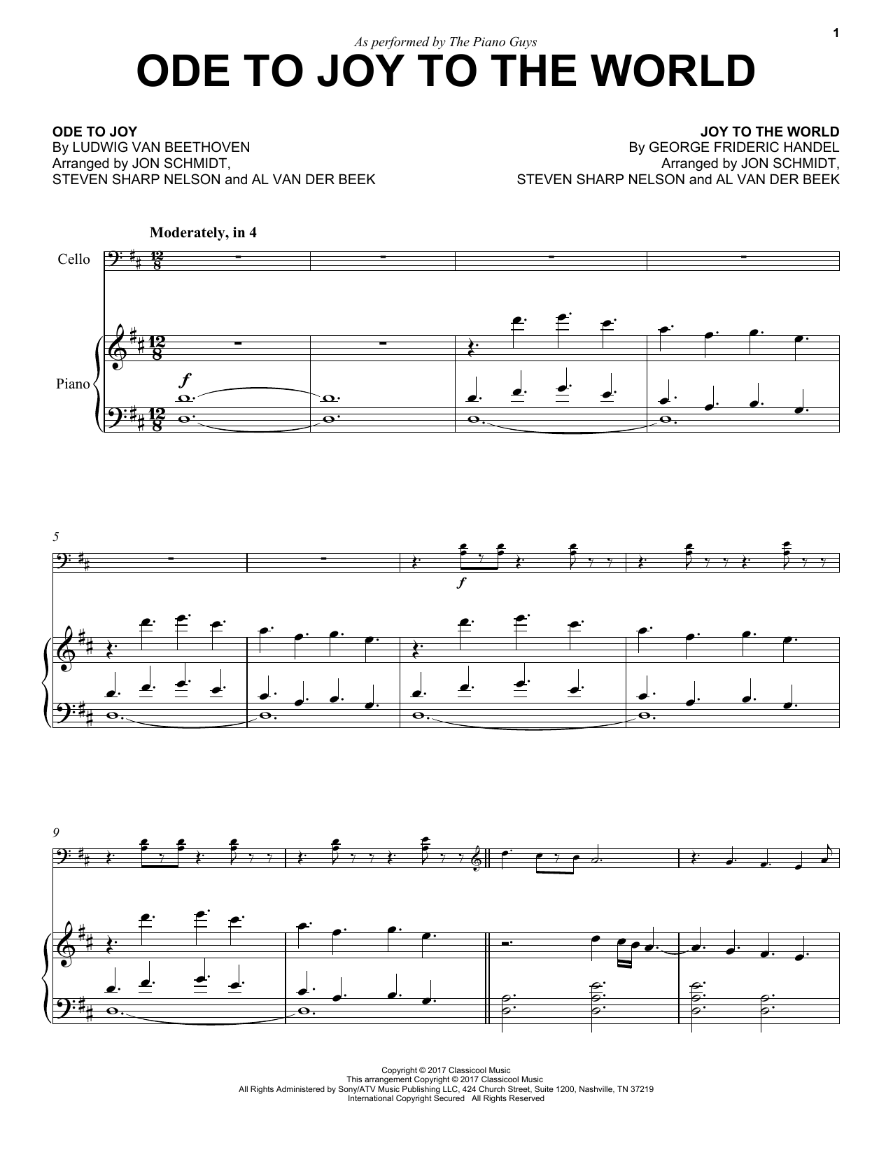 Download The Piano Guys Ode To Joy to the World Sheet Music
