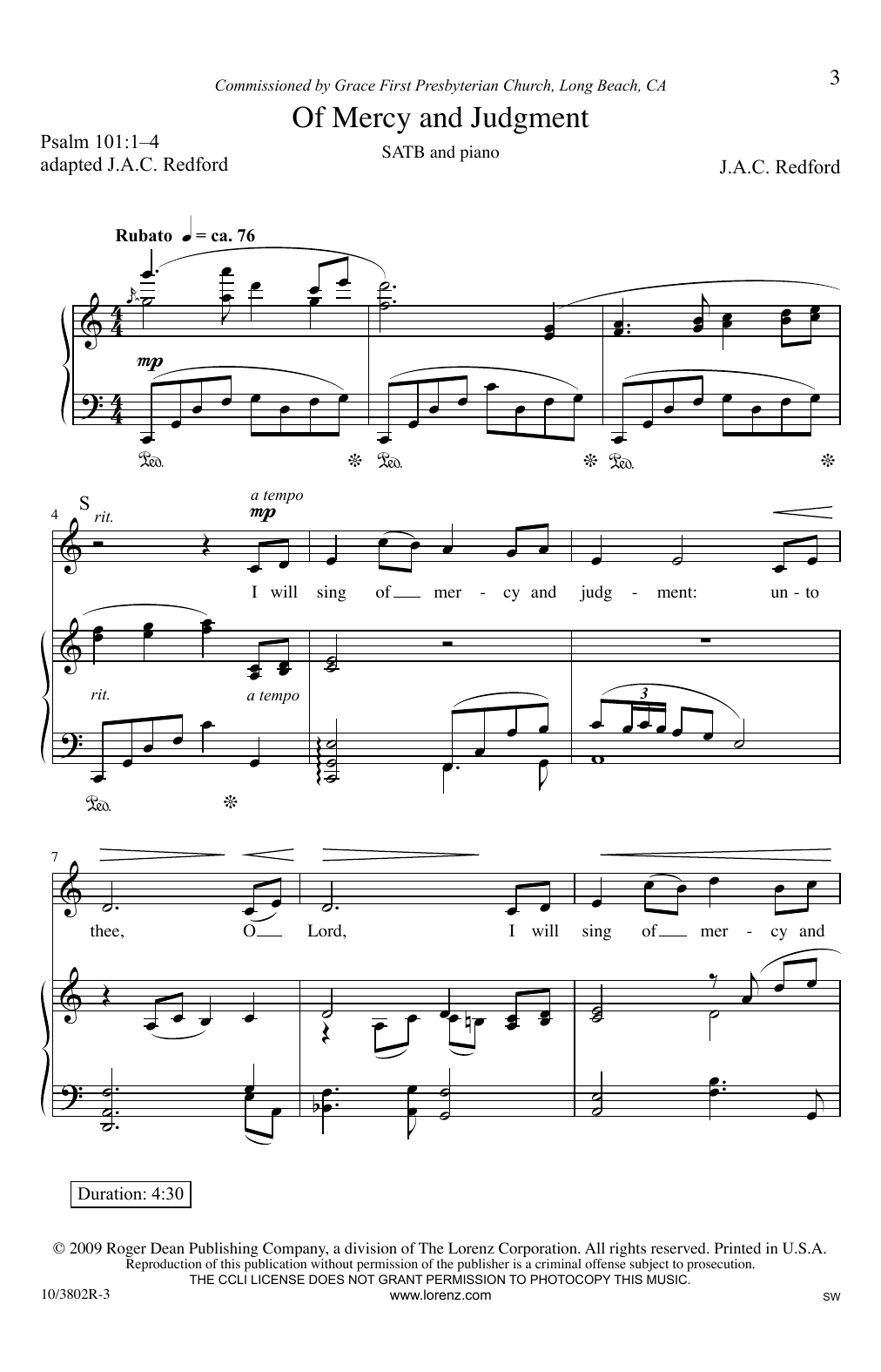 Download J.A.C. Redford Of Mercy And Judgment Sheet Music