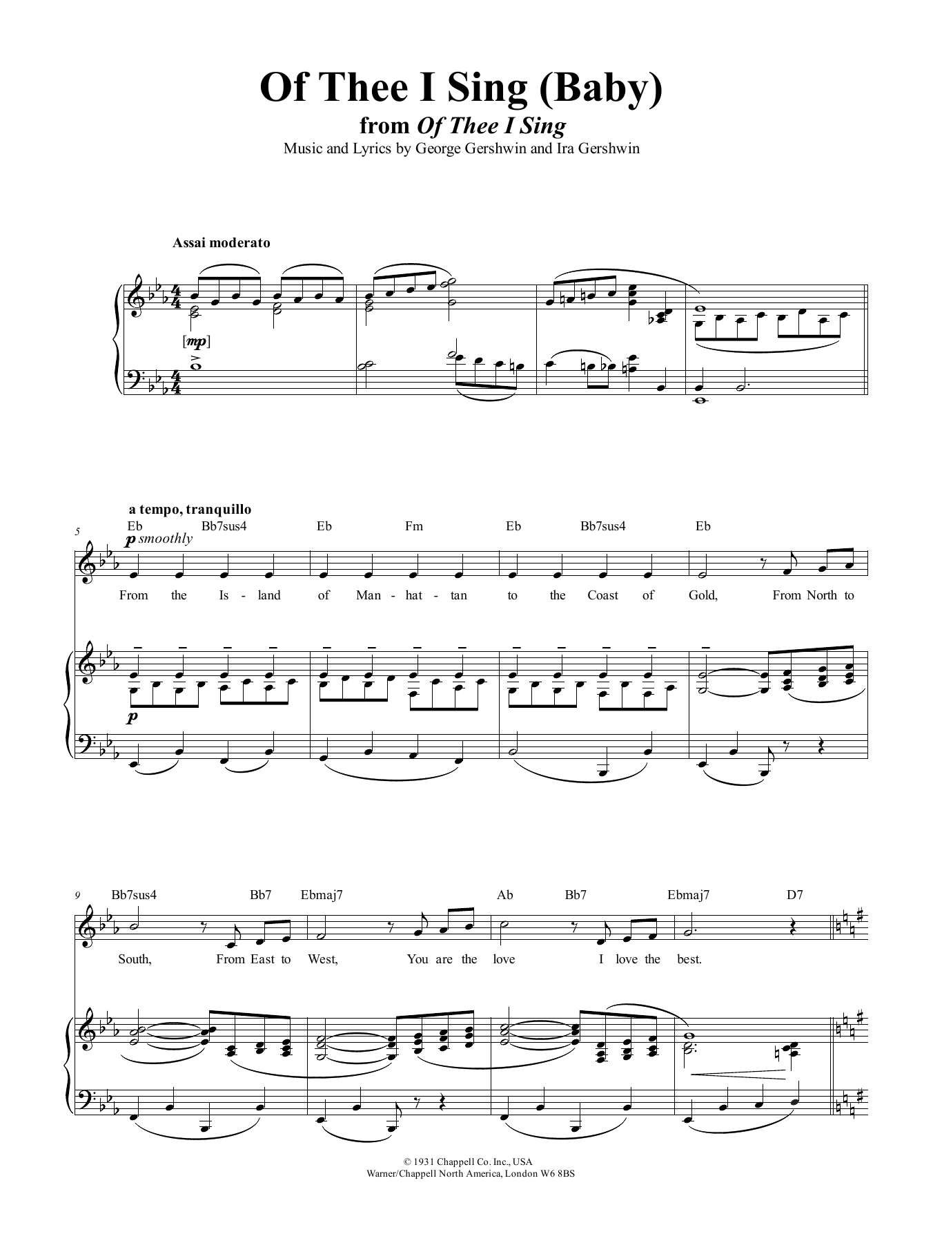 Download George Gershwin Of Thee I Sing Sheet Music