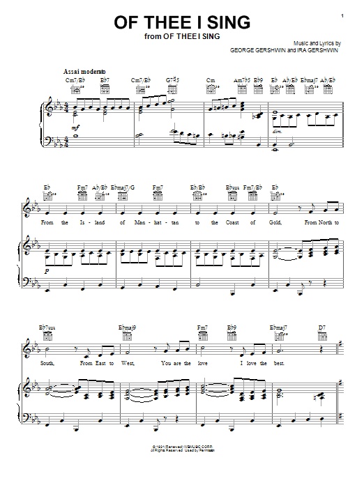 Download Ira Gershwin Of Thee I Sing Sheet Music