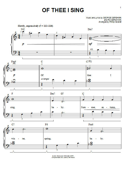 Download Phillip Keveren Of Thee I Sing Sheet Music
