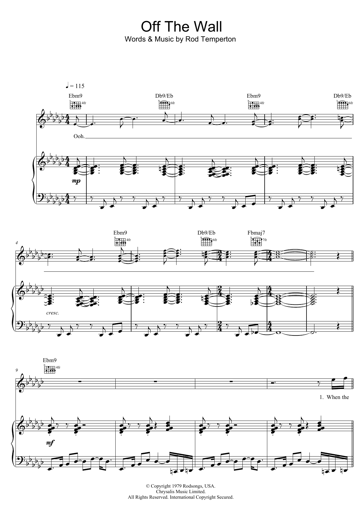 Download Michael Jackson Off The Wall Sheet Music