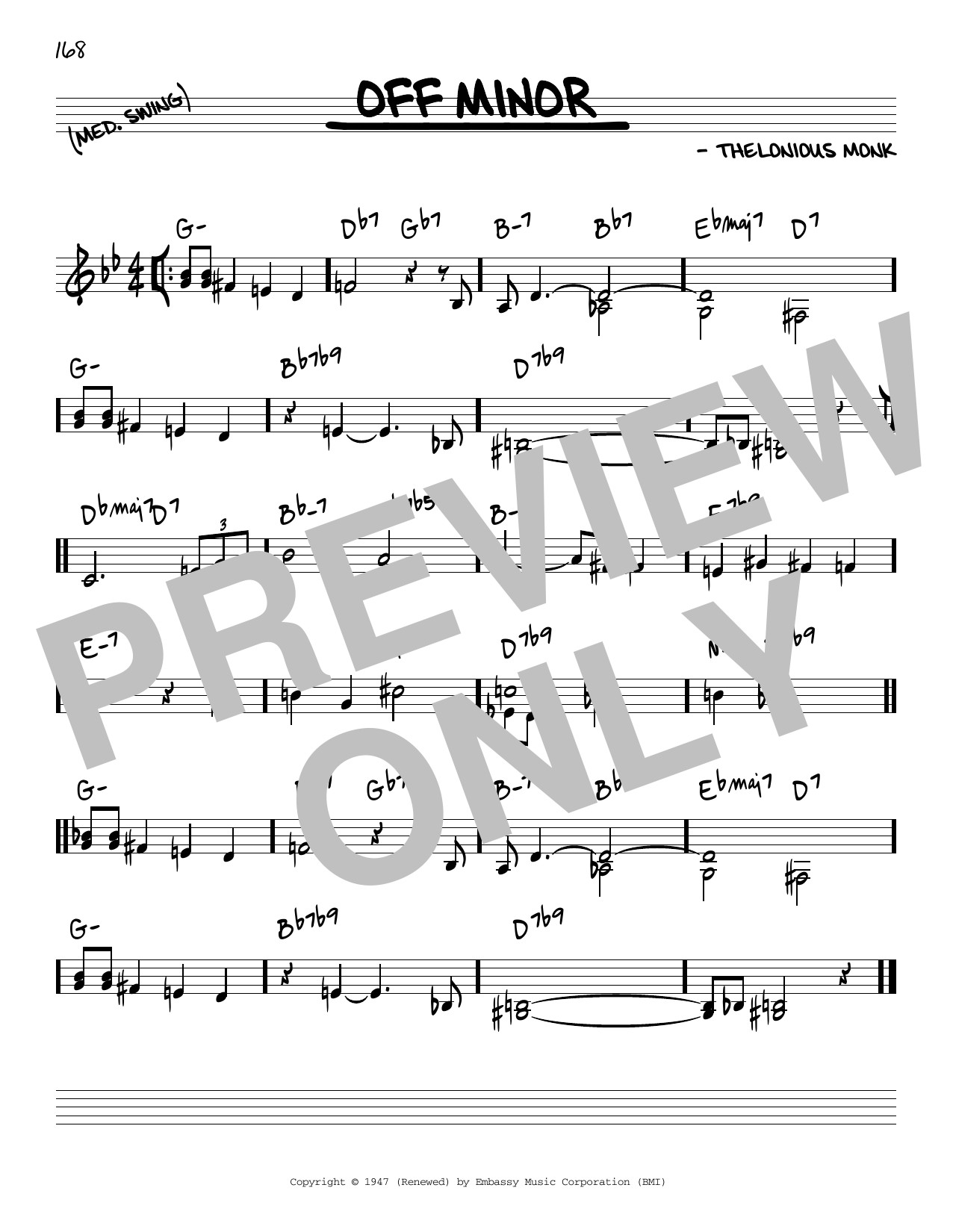 Download Thelonious Monk Off Minor Sheet Music