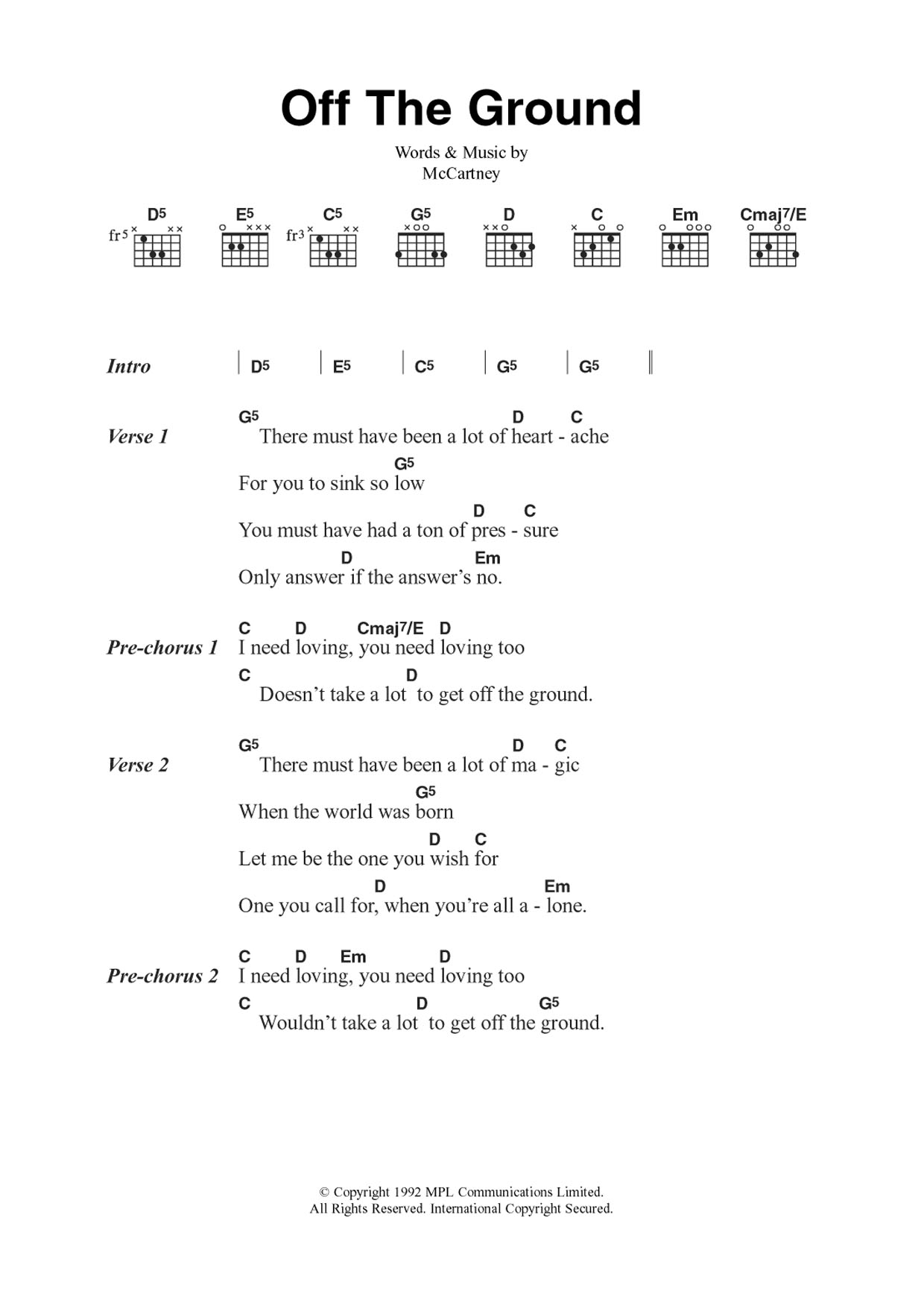 Download Paul McCartney Off The Ground Sheet Music