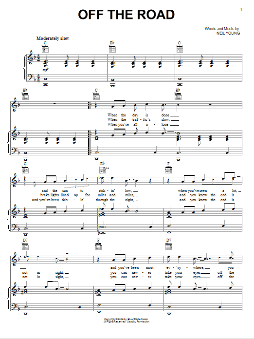 Download Neil Young Off The Road Sheet Music