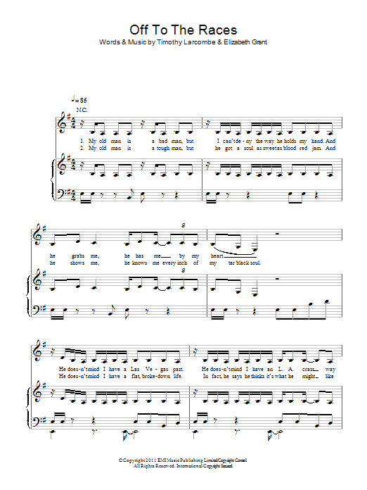 Download Lana Del Rey Off To The Races Sheet Music