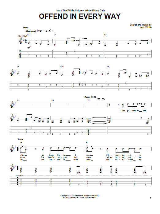 Download The White Stripes Offend In Every Way Sheet Music