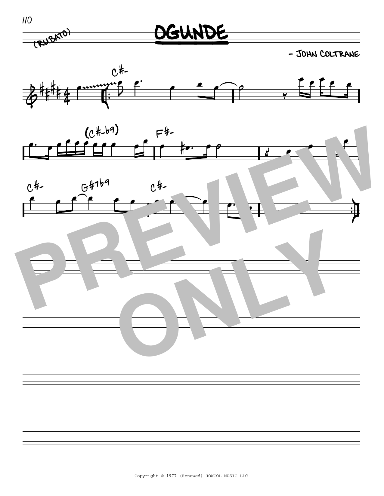 Download John Coltrane Ogunde Sheet Music