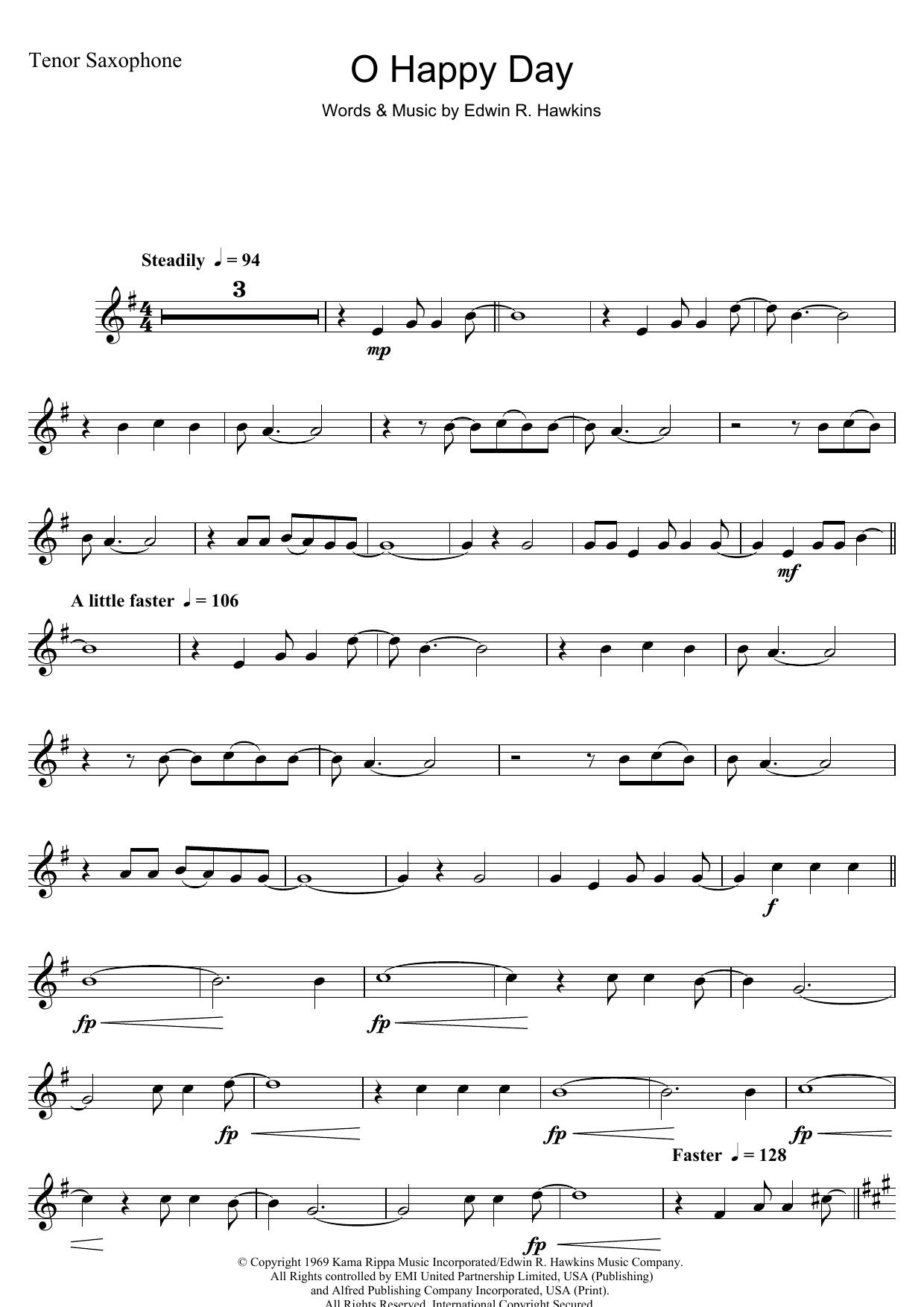 Download The Edwin Hawkins Singers Oh Happy Day Sheet Music