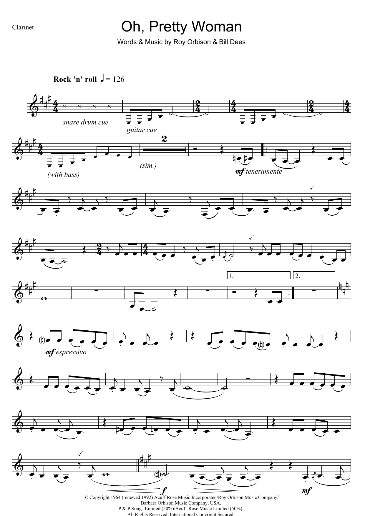 Download Roy Orbison Oh, Pretty Woman Sheet Music
