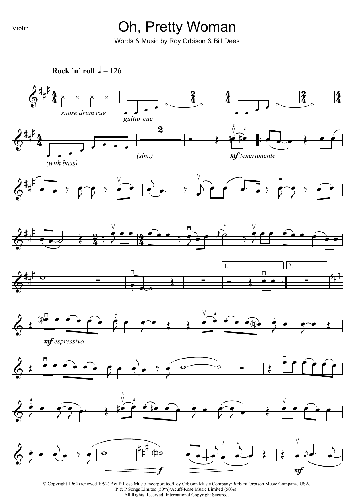 Download Roy Orbison Oh, Pretty Woman Sheet Music