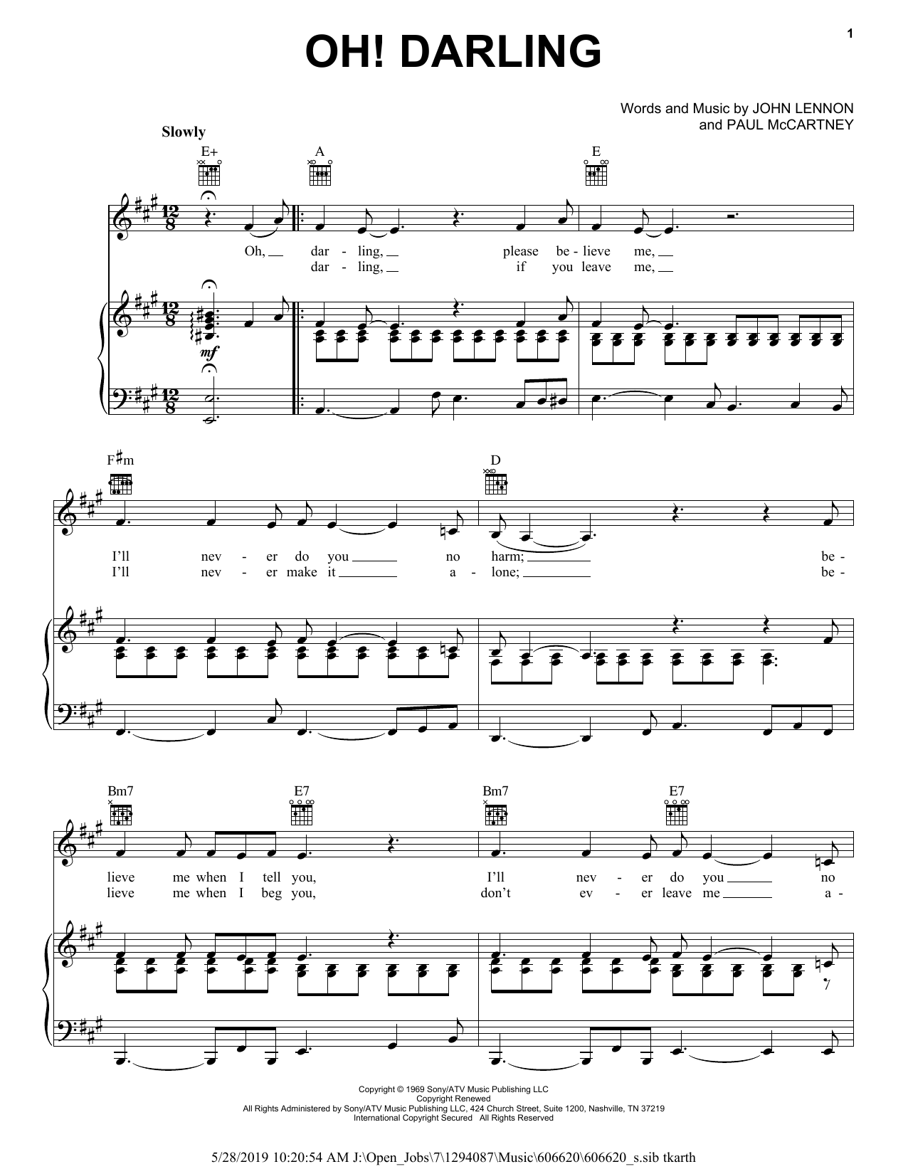 Download The Beatles Oh! Darling Sheet Music