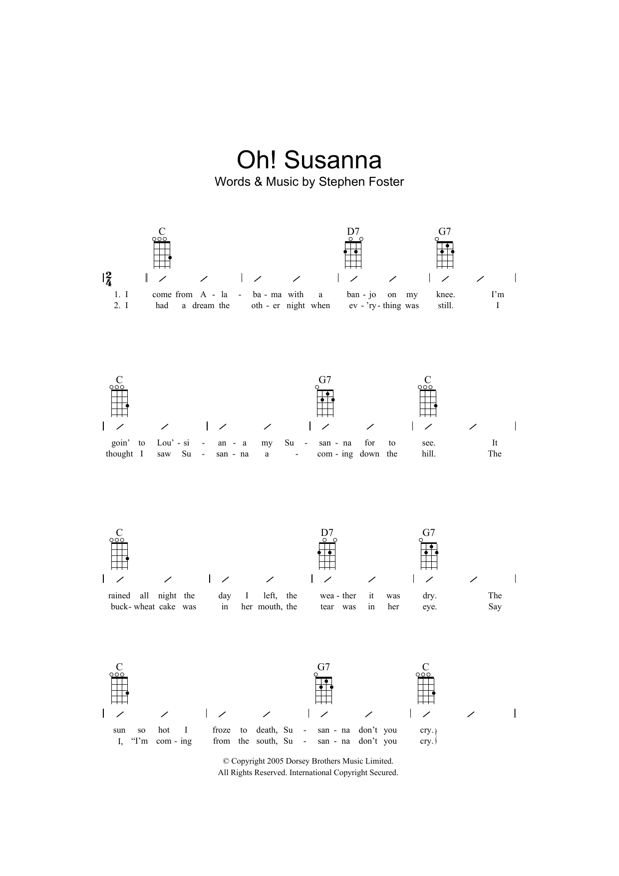 Download Traditional Oh! Susanna Sheet Music