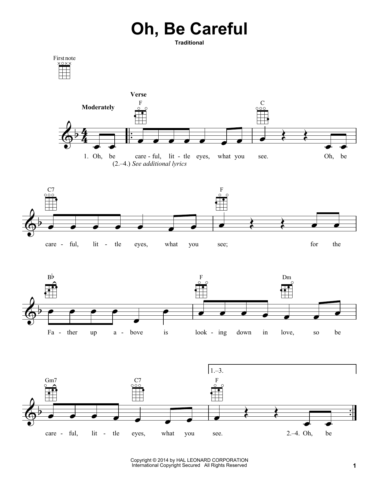 Download Traditional Oh, Be Careful Sheet Music