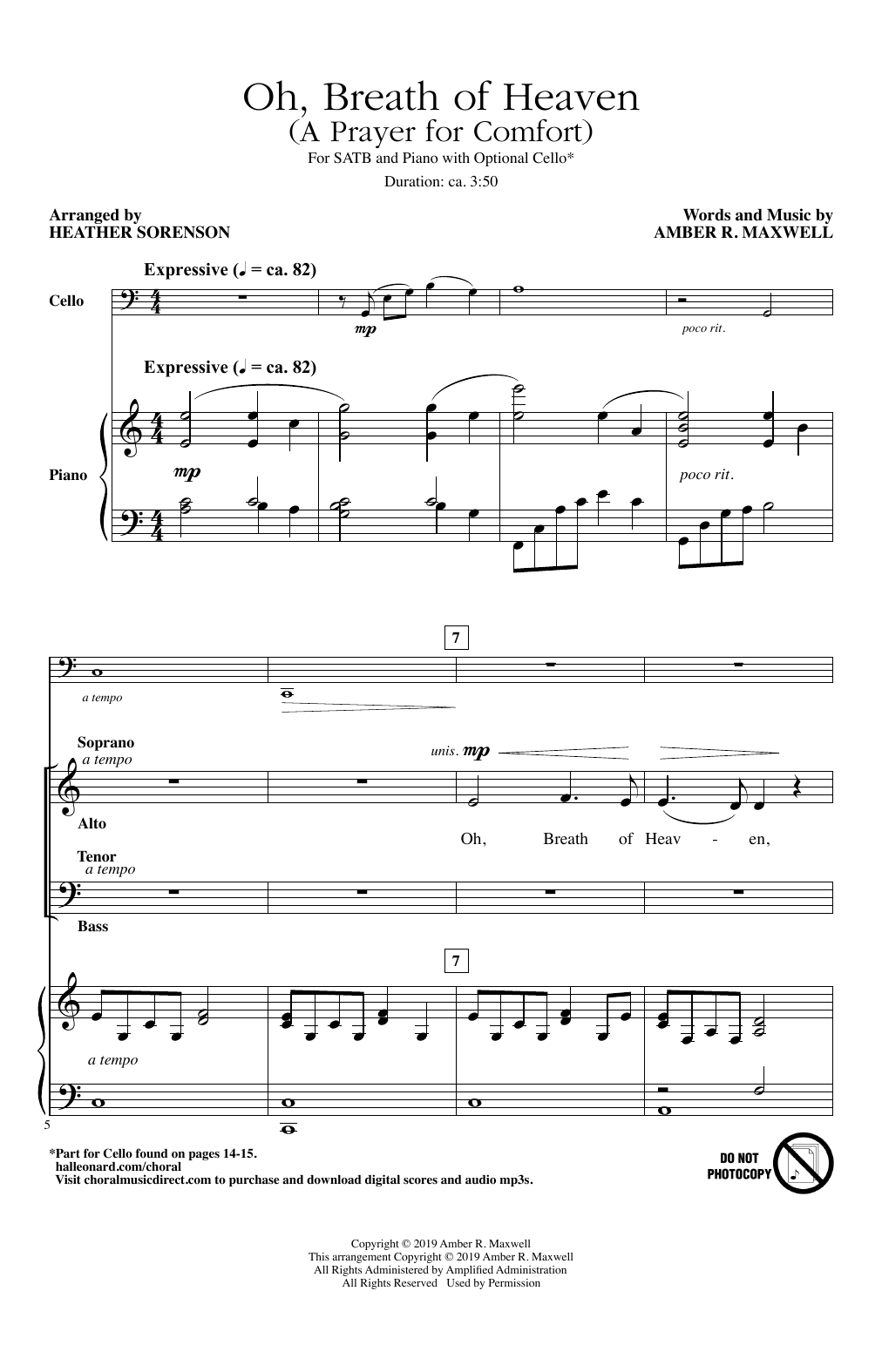 Download Amber R. Maxwell Oh, Breath Of Heaven (A Prayer For Comf Sheet Music