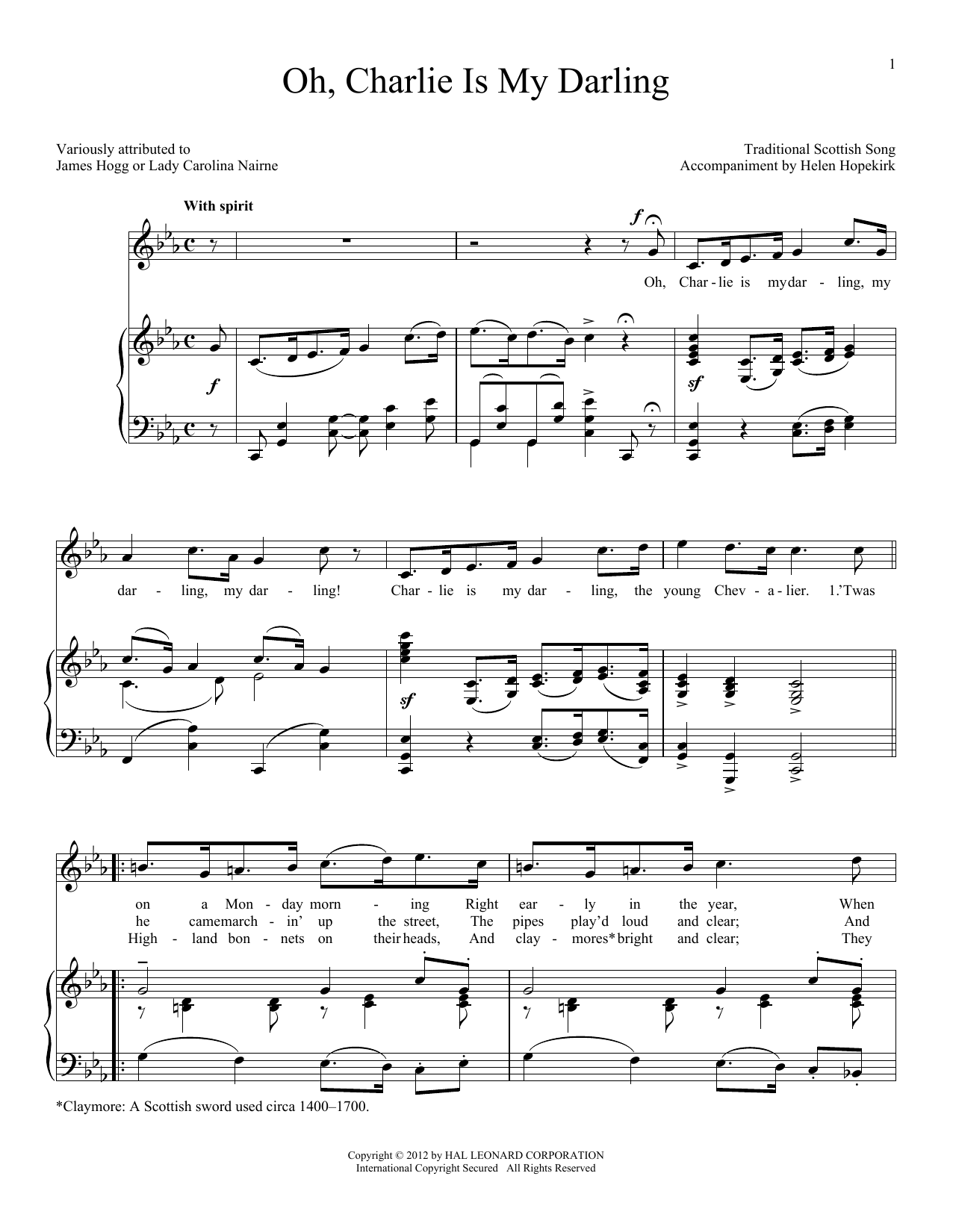 Download Traditional Scottish Song Oh, Charlie Is My Darling Sheet Music