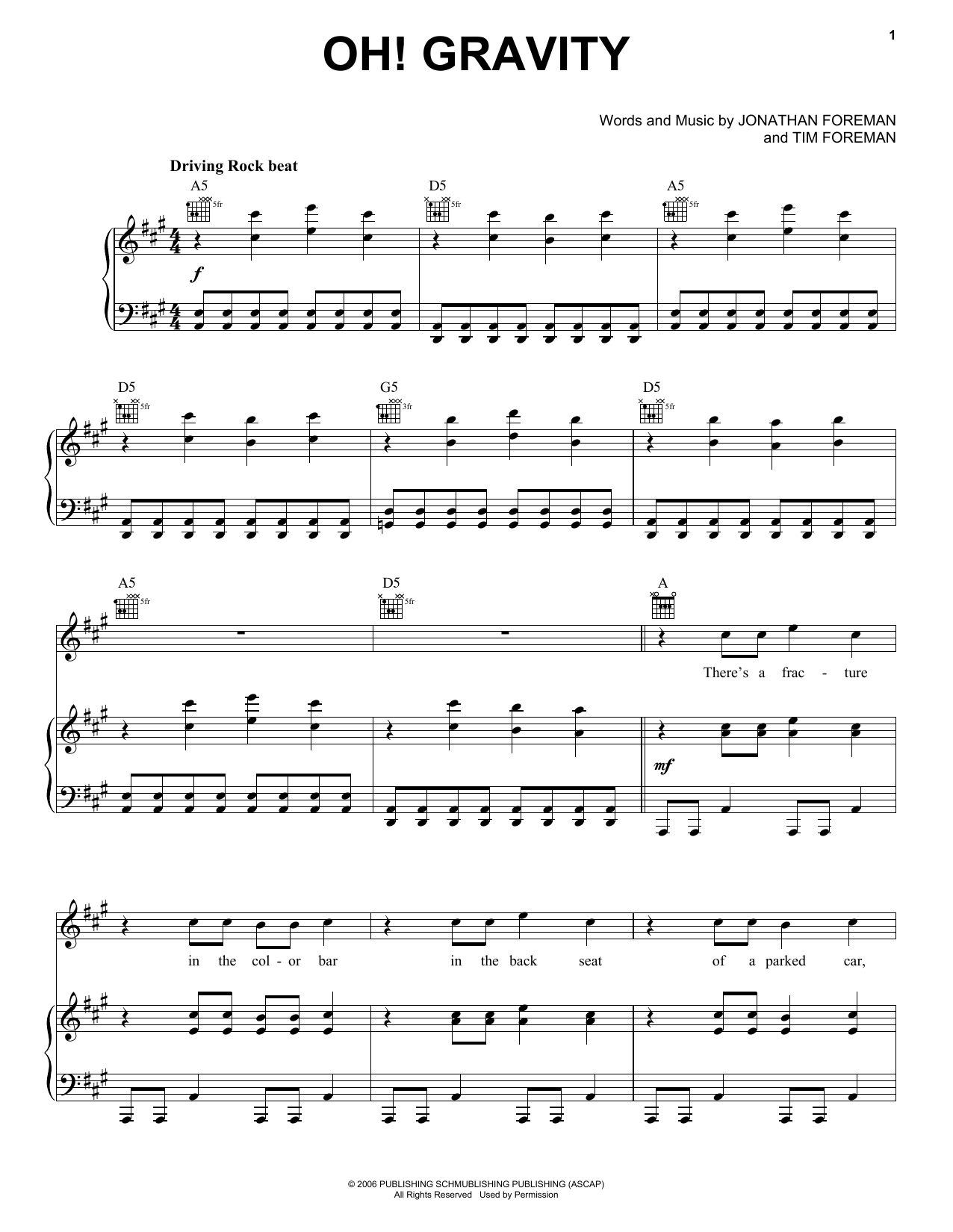 Download Switchfoot Oh! Gravity Sheet Music