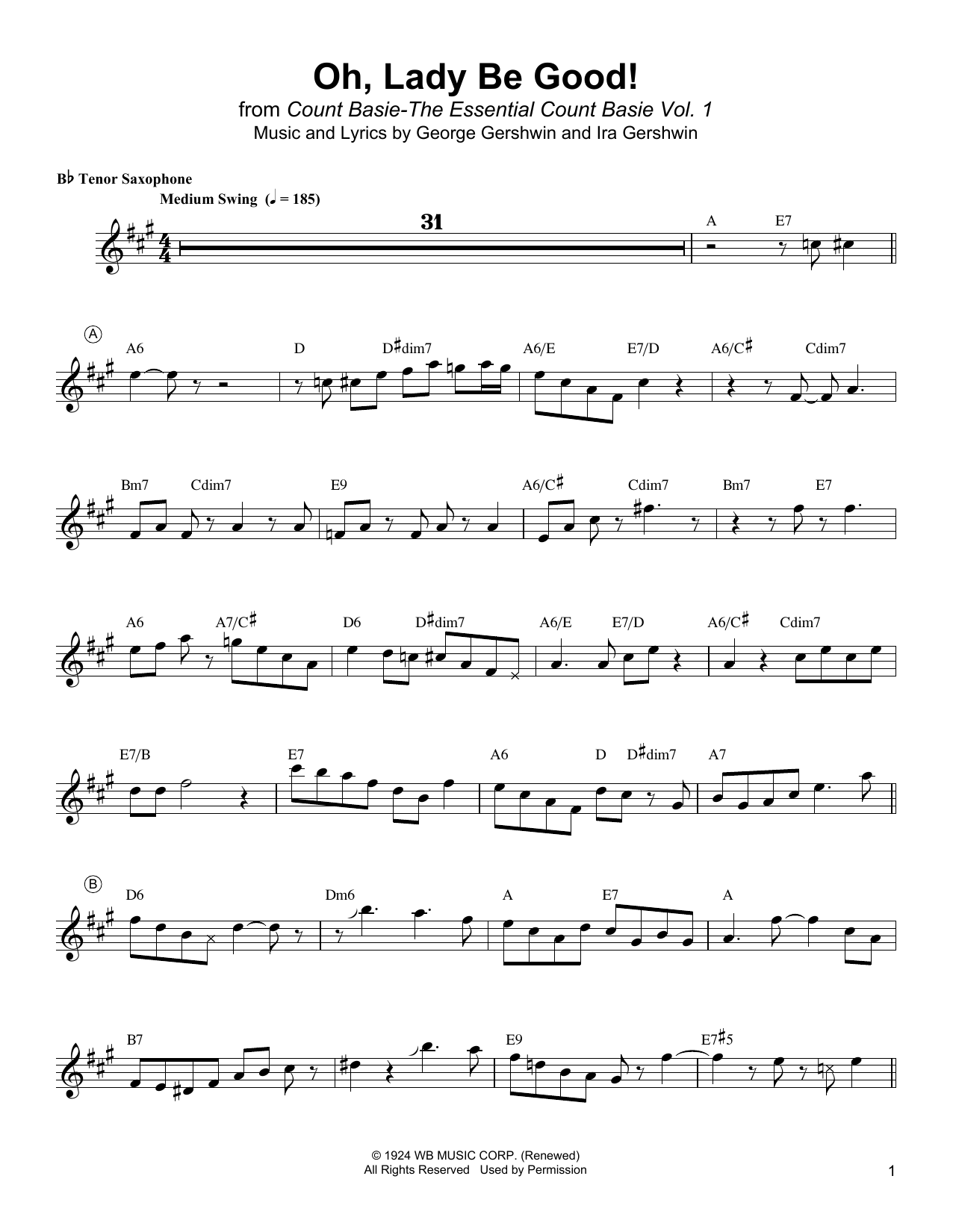 Download Lester Young Oh, Lady Be Good! Sheet Music