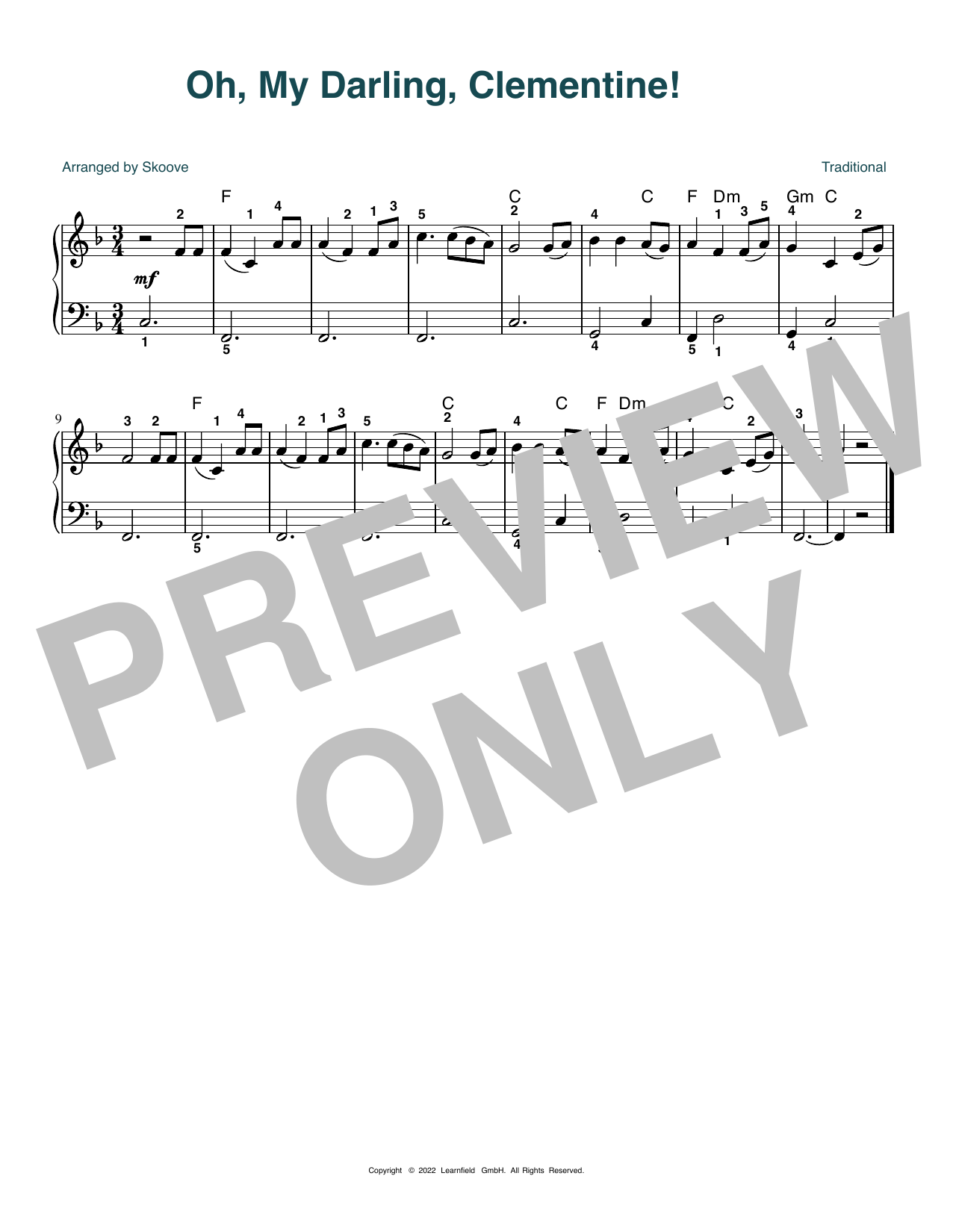 Download Traditional Oh, My Darling, Clementine! (arr. Skoov Sheet Music