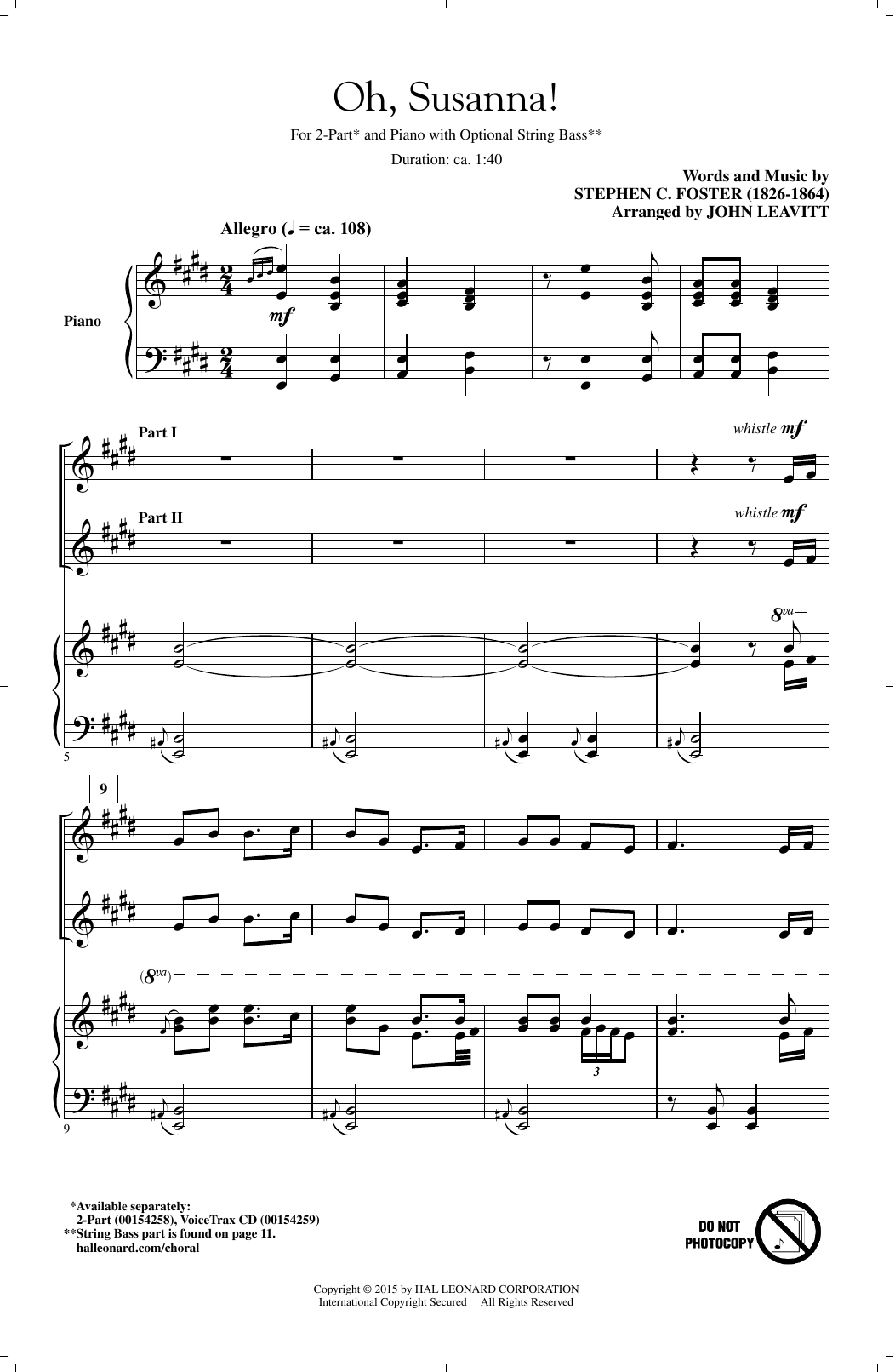 Download Stephen Foster Oh! Susanna (arr. John Leavitt) Sheet Music