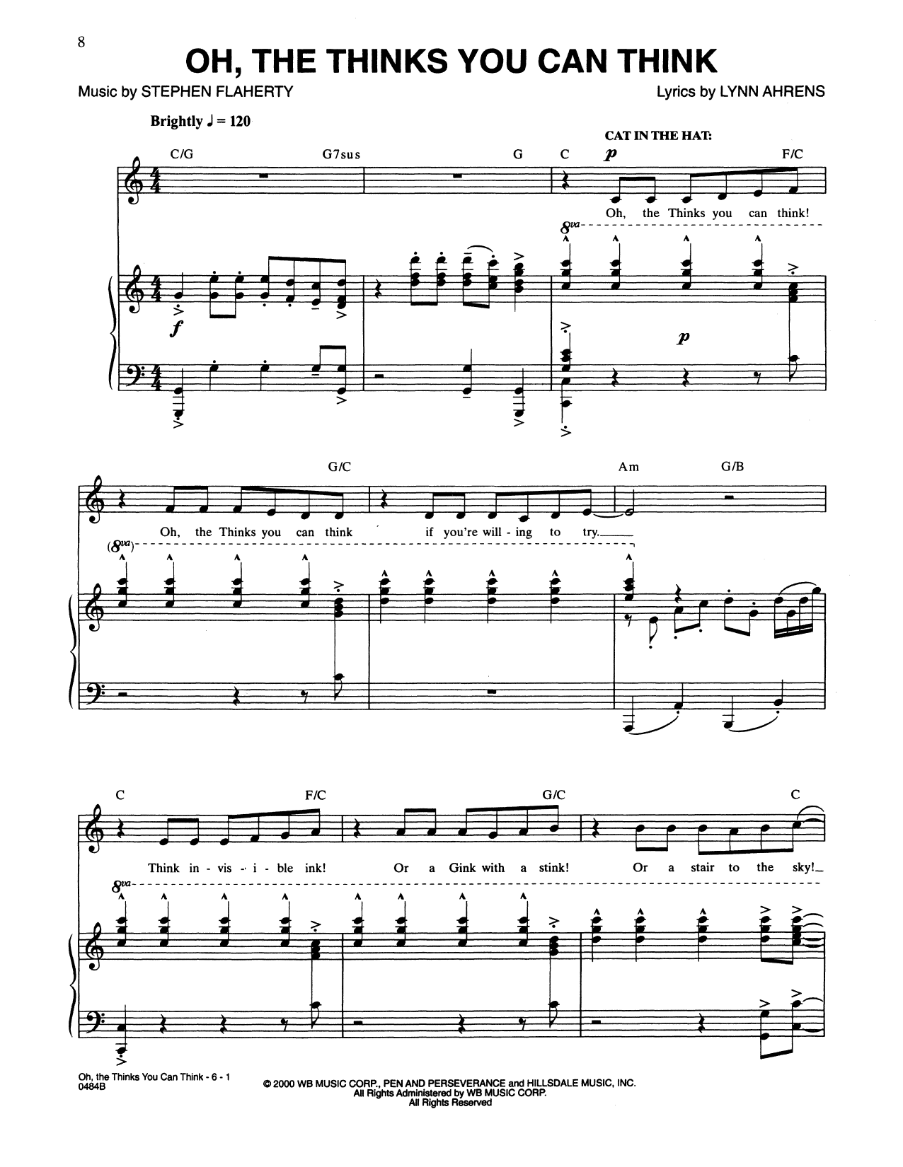 Download Lynn Ahrens and Stephen Flaherty Oh, The Thinks You Can Think (from Seus Sheet Music