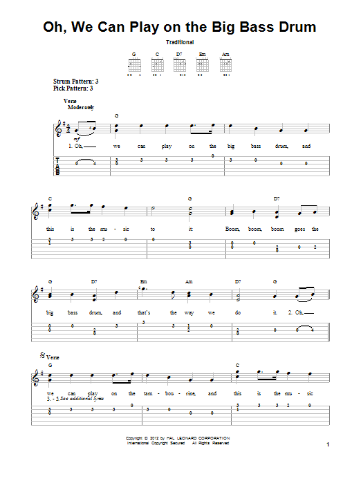 Download Traditional Oh, We Can Play On The Big Bass Drum Sheet Music