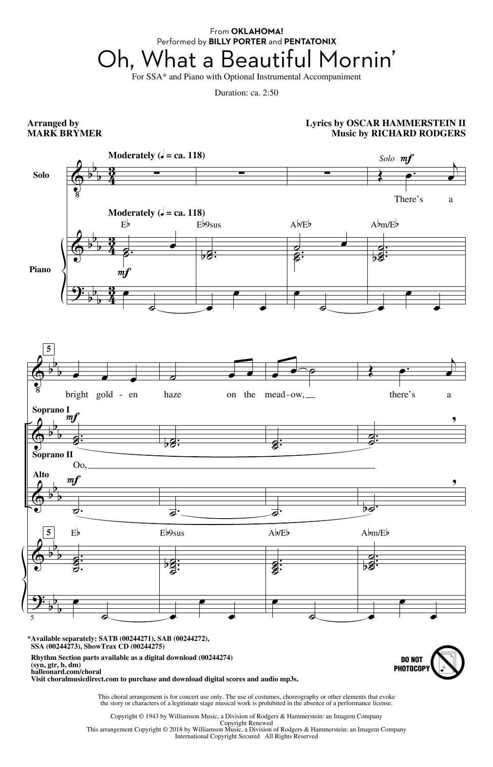 Download Mark Brymer Oh, What A Beautiful Mornin' (from Okla Sheet Music