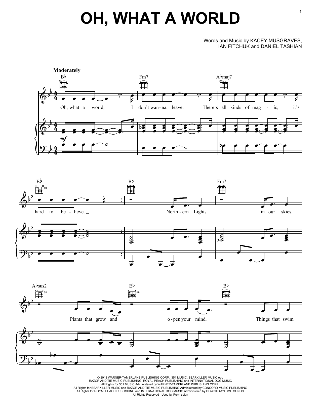 Download Kacey Musgraves Oh, What A World Sheet Music